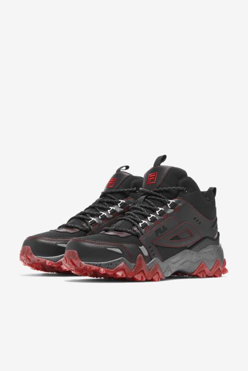 Black / Red Men's Fila Oakmont Tr Mid Boots | Fila763SU