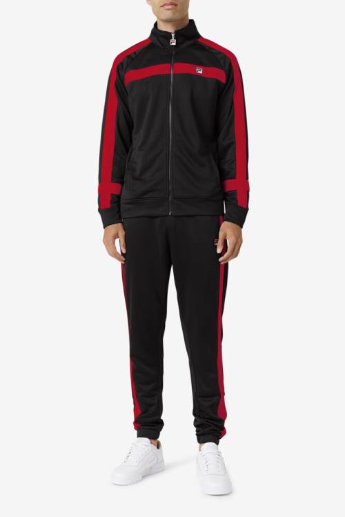 Black / Red Men's Fila Renzo Jackets | Fila401HU