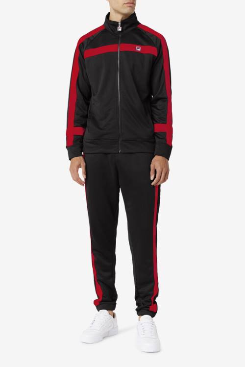 Black / Red Men's Fila Renzo Pants | Fila375DF