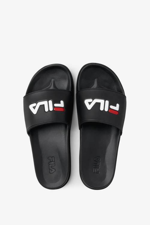 Black / Red / White Men's Fila Drifter Luxe Slides | Fila742TR