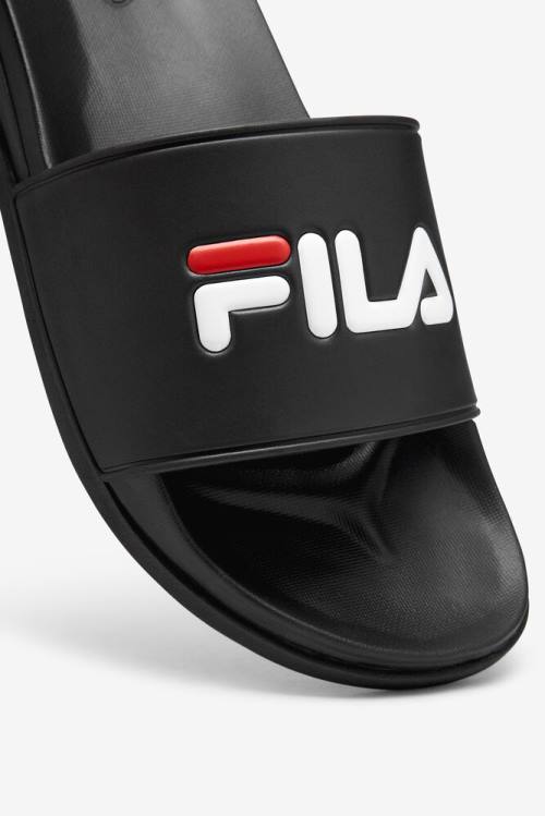 Black / Red / White Men's Fila Drifter Luxe Slides | Fila742TR