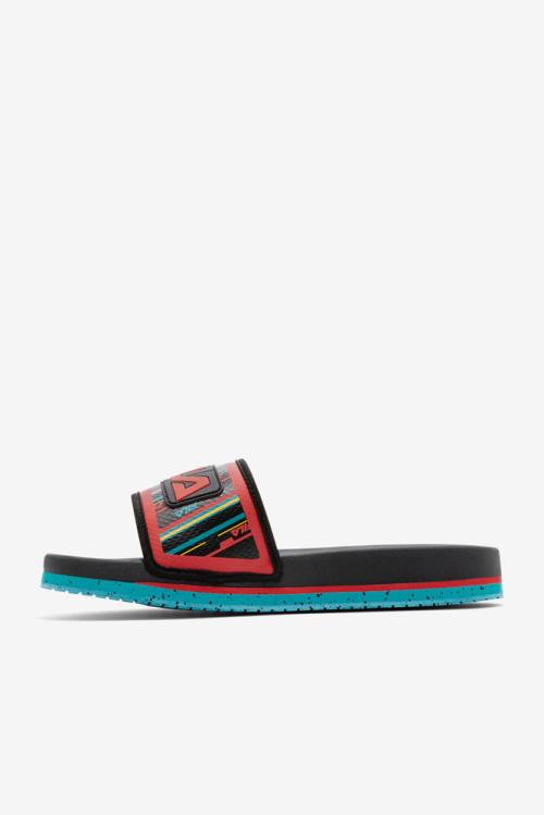 Black / Turquoise / Red Men's Fila Lunar Slides | Fila859FL