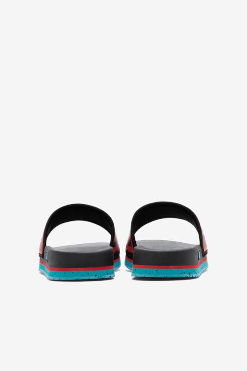 Black / Turquoise / Red Men's Fila Lunar Slides | Fila859FL