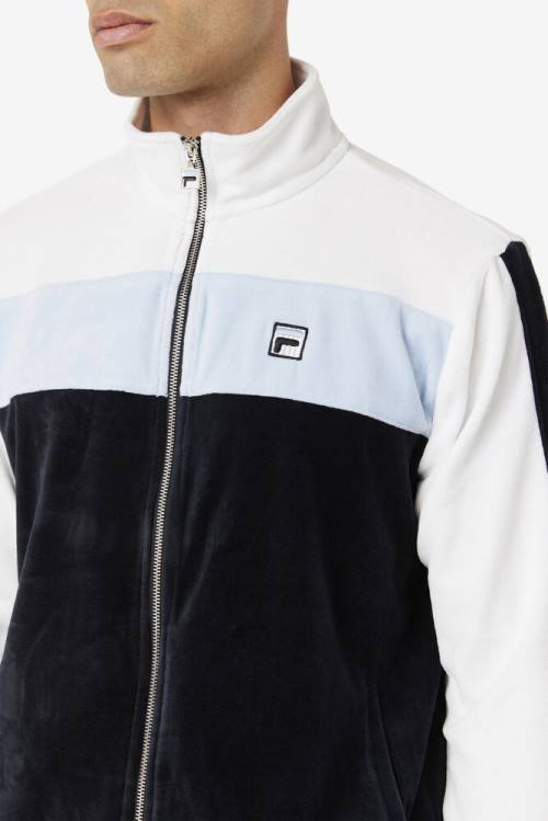 Black / White Men's Fila Brice Velour Jackets | Fila987YM