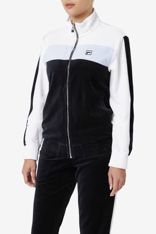 Black / White Men's Fila Brice Velour Jackets | Fila987YM