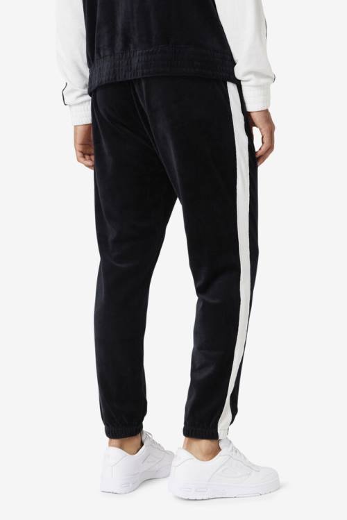 Black / White Men's Fila Brice Velour Pants | Fila823BP