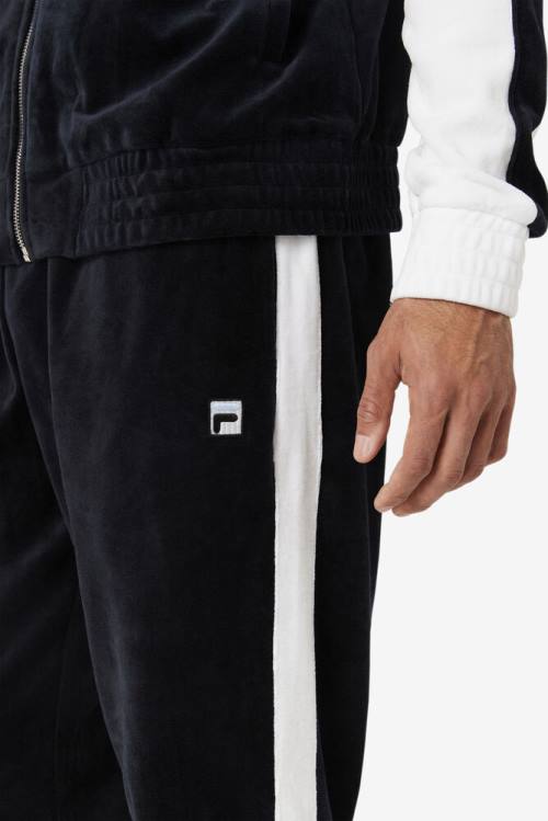 Black / White Men's Fila Brice Velour Pants | Fila823BP