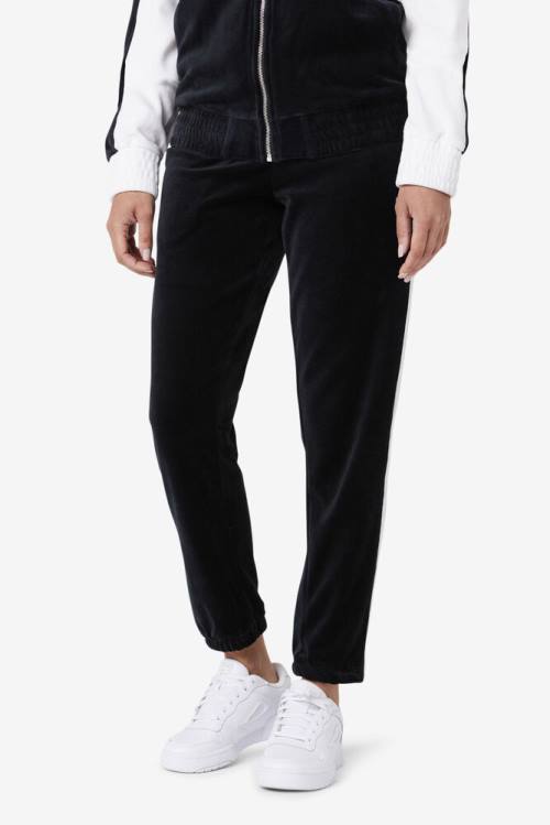 Black / White Men's Fila Brice Velour Pants | Fila823BP