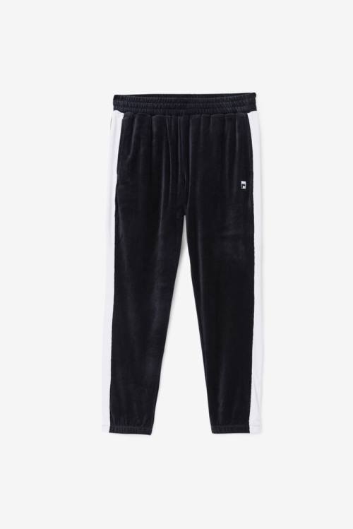 Black / White Men\'s Fila Brice Velour Pants | Fila823BP