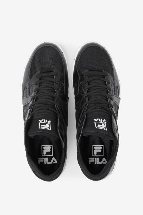 Black / White Men's Fila Cage Mid Basketball Shoes | Fila759NF