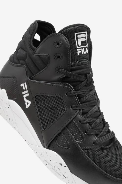 Black / White Men's Fila Cage Mid Basketball Shoes | Fila759NF