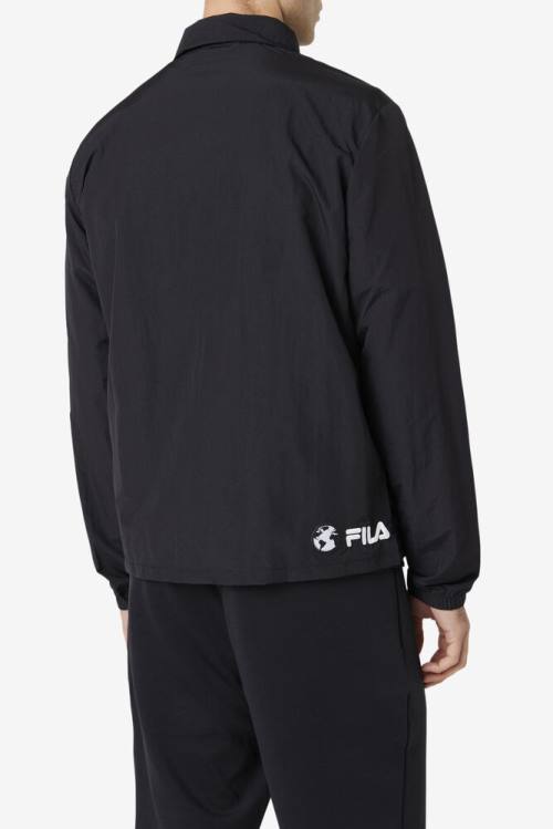 Black / White Men's Fila Caquga Jackets | Fila253TM