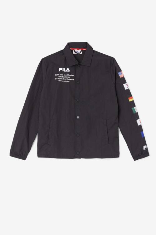 Black / White Men\'s Fila Caquga Jackets | Fila253TM