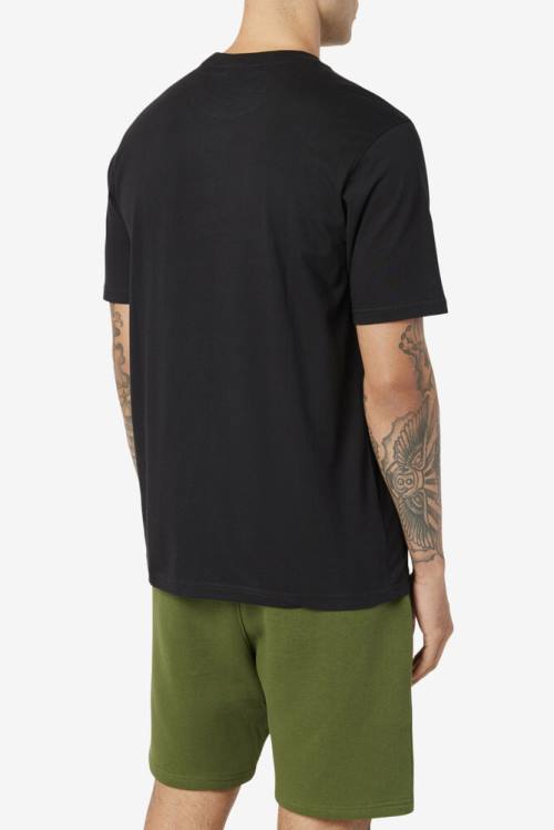 Black / White Men's Fila Curtis Pocket Tee T Shirts | Fila380GQ