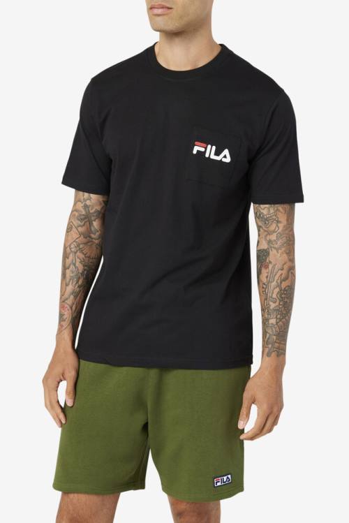 Black / White Men's Fila Curtis Pocket Tee T Shirts | Fila380GQ