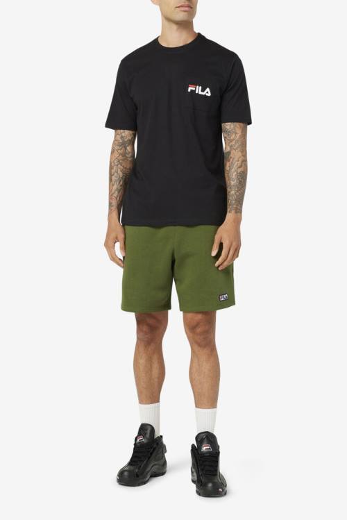 Black / White Men's Fila Curtis Pocket Tee T Shirts | Fila380GQ