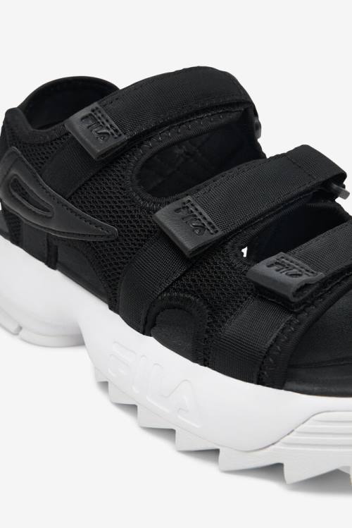 Black / White Men's Fila Disruptor Sandals | Fila065BM