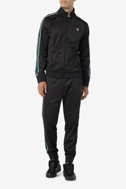 Black / White Men's Fila Elijah Track Pants | Fila584OU