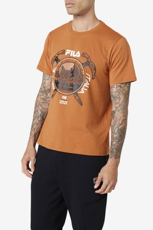 Black / White Men's Fila Enem Tee T Shirts | Fila716AM