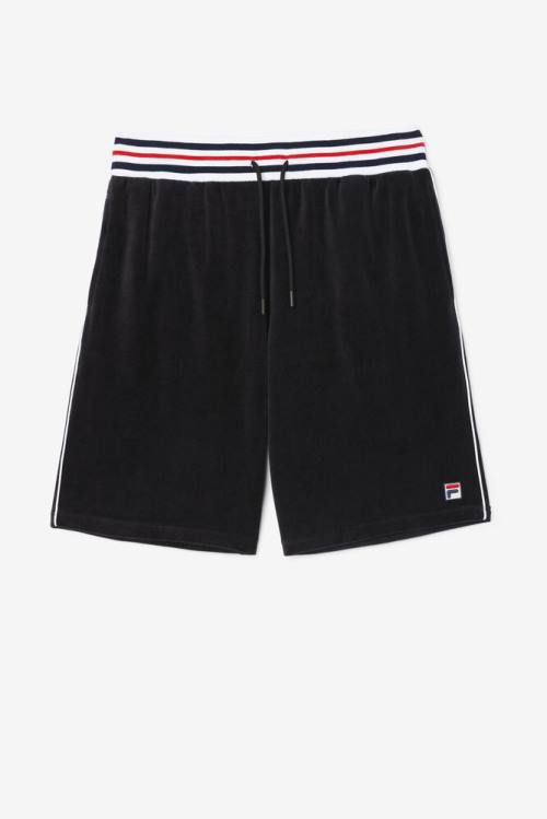 Black / White Men\'s Fila Estudio Velour Shorts | Fila486NV