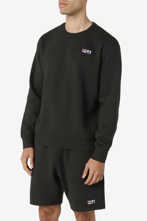 Black / White Men's Fila Garran Crew Sweatshirts | Fila810BL