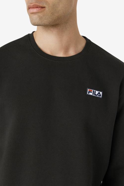 Black / White Men's Fila Garran Crew Sweatshirts | Fila810BL