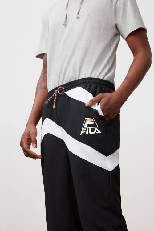 Black / White Men's Fila Grant Hill Zenith Woven Pants | Fila523YA