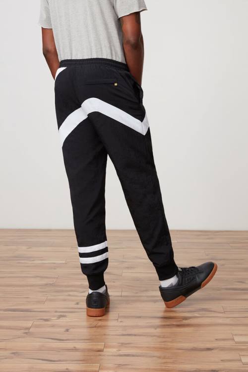 Black / White Men's Fila Grant Hill Zenith Woven Pants | Fila523YA