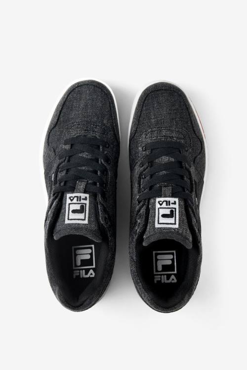 Black / White Men's Fila T-2 Denim Sneakers | Fila724GO