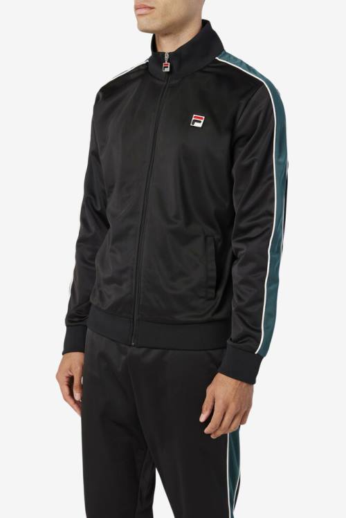 Black / White Men's Fila Wicks Track Jackets | Fila259DJ