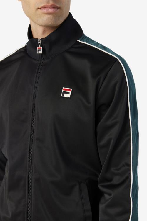 Black / White Men's Fila Wicks Track Jackets | Fila259DJ