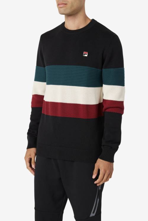 Black / White Men's Fila Willkie Sweaters | Fila031QC