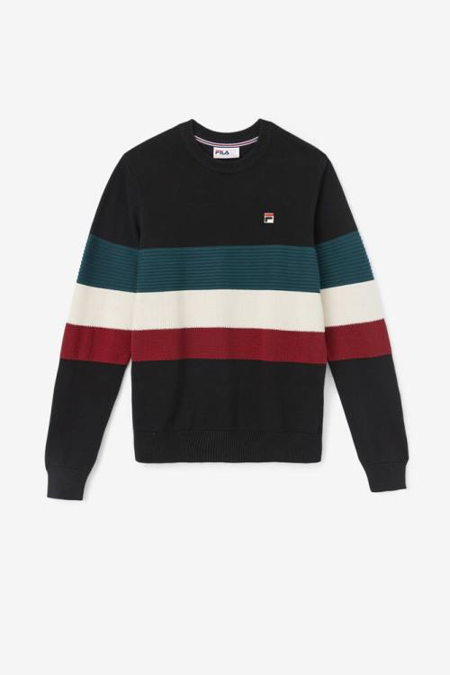 Black / White Men\'s Fila Willkie Sweaters | Fila031QC