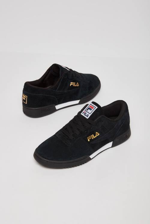 Black / White / Metal Gold Men's Fila Original Fitness Lineker Sneakers | Fila094OY