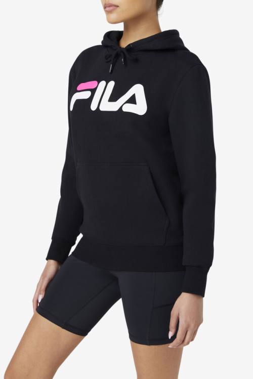 Black / White / Pink Women's Fila Lucy Hoodie | Fila615TX