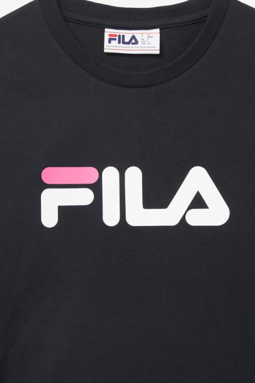 Black / White / Pink Women's Fila Miss Eagle Tee T Shirts | Fila672ER