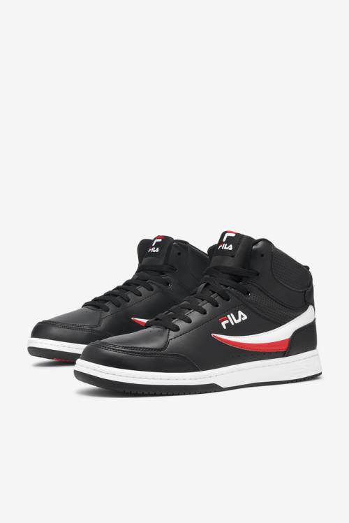 Black / White / Red Men's Fila Bbn 92 Mid Basketball Shoes | Fila578PE