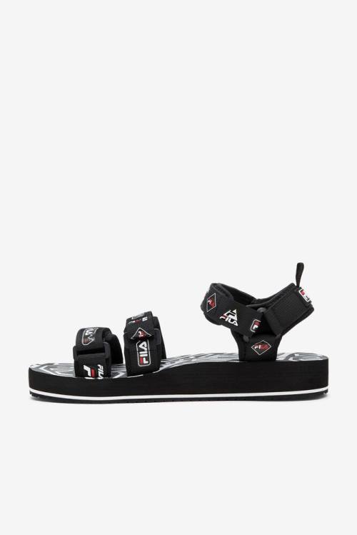 Black / White / Red Men's Fila Drifter Dns 90s Sandals | Fila472NR