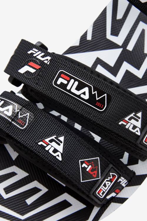 Black / White / Red Men's Fila Drifter Dns 90s Sandals | Fila472NR