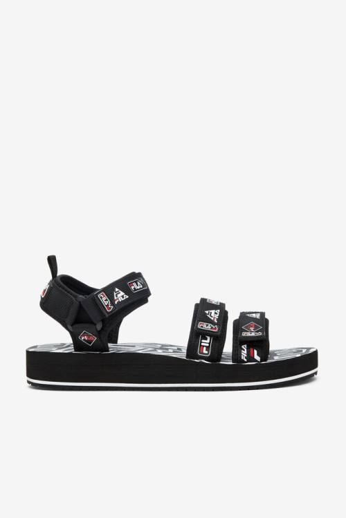 Black / White / Red Men\'s Fila Drifter Dns 90s Sandals | Fila472NR