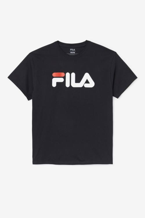 Black / White / Red Men\'s Fila Logo Tee T Shirts | Fila129NT