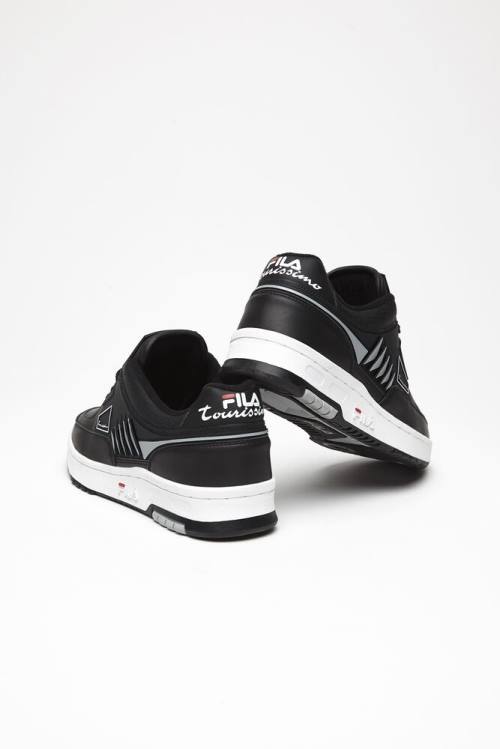 Black / White / Red Men's Fila Tourissimo Low Sneakers | Fila234IC