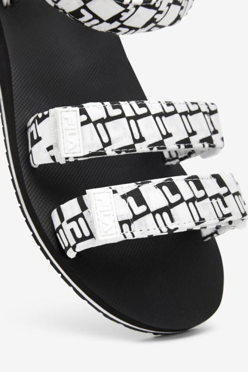 Black / White Women's Fila Drifter Ts Bandana Sandals | Fila196AG