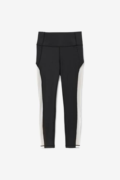 Black / White Women\'s Fila Forza Contrast 7/8 Leggings | Fila320LU