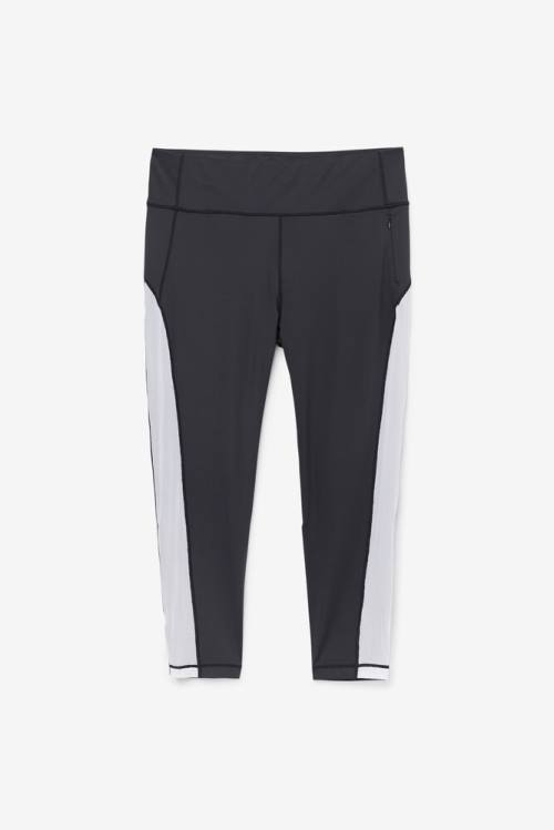 Black / White Women\'s Fila Forza Contrast 7/8 Leggings | Fila625FE