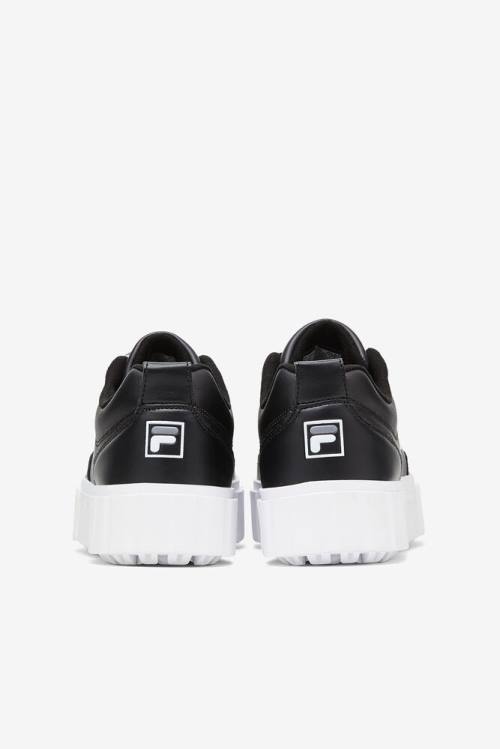 Black / White Women's Fila Sandblast Low Satin Lace Sneakers | Fila354HC