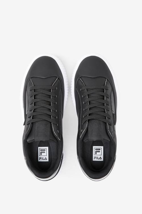 Black / White Women's Fila Sandblast Oversole Sneakers | Fila873JB