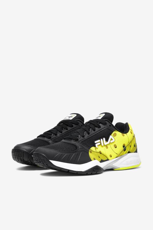 Black / White / Yellow Men's Fila Volley Zone Sneakers | Fila750MA