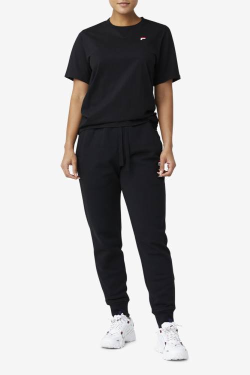 Black Women's Fila Derion Tee T Shirts | Fila230PV