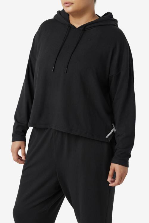 Black Women's Fila Fi-lux Cropped Hoodie | Fila089JV